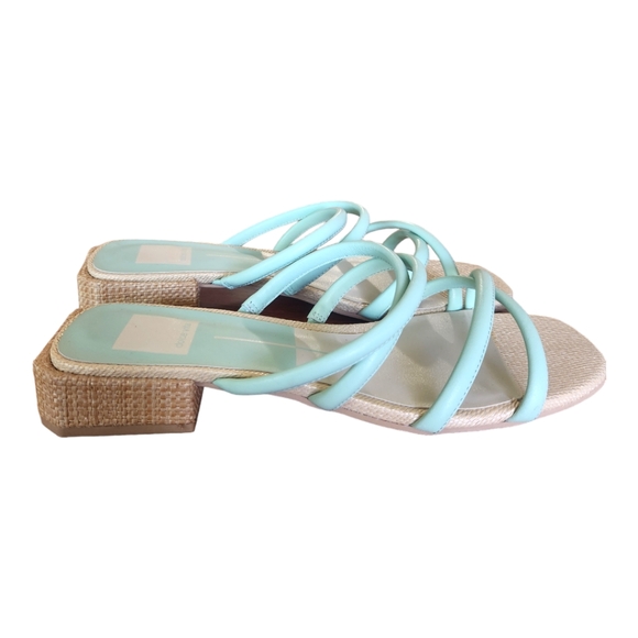 Dolce Vita Hapi Strappy Slip-on Slide Sandal Woven Geometric Block Heel Size 8 - Picture 4 of 7